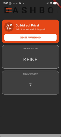 Hinweis auf dem Dashboard