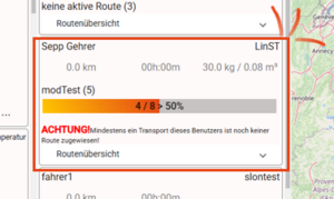 Routenübersicht eines Benutzers