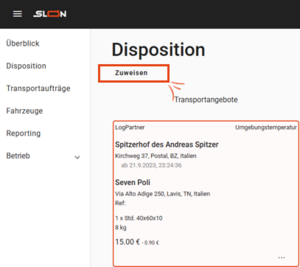 Transport zuweisen